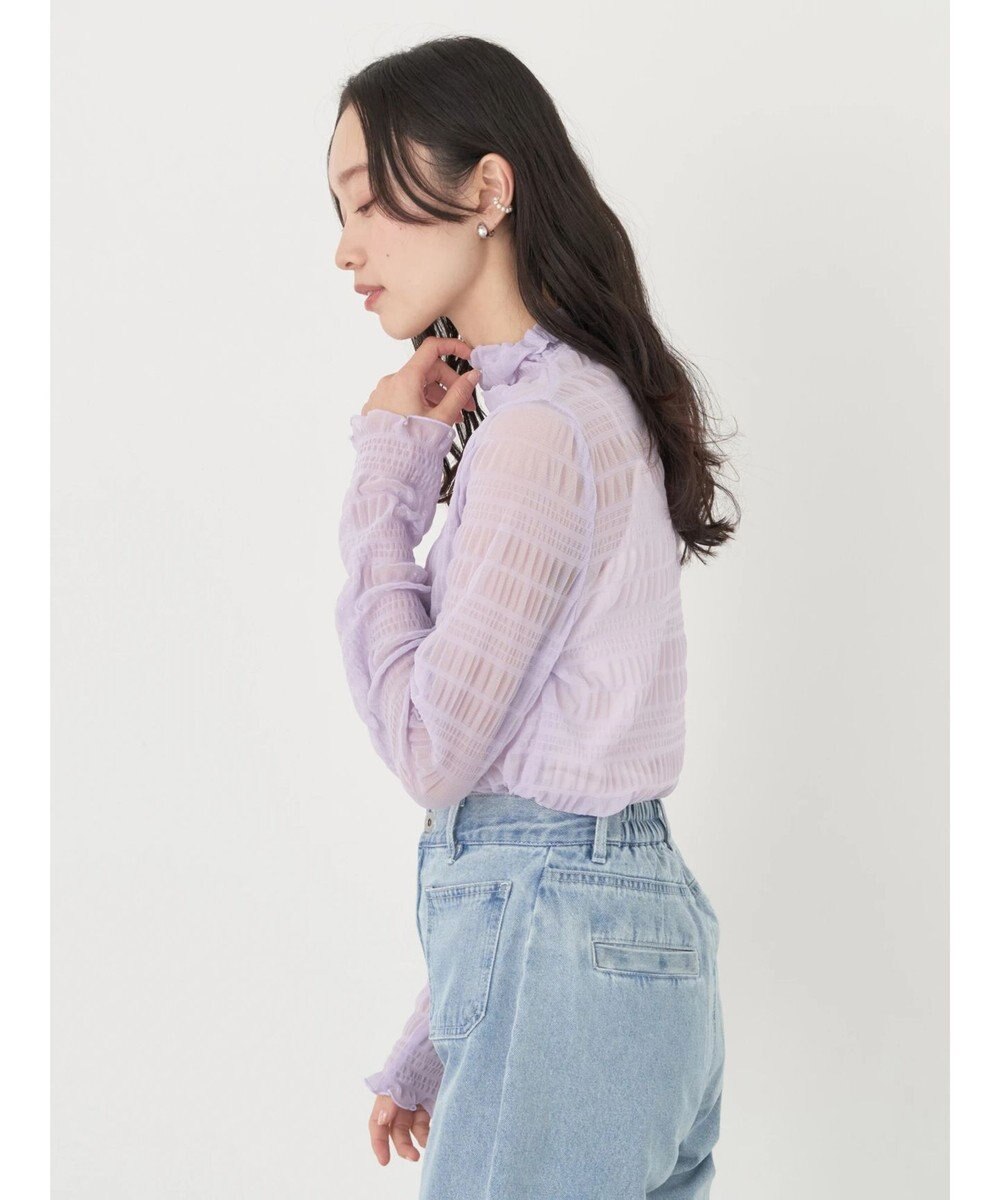 earth music&ecology ジャガードシャーリングシアートップス 