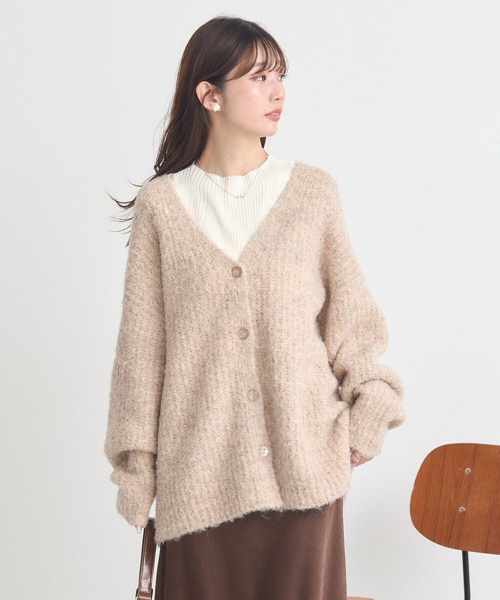 earth music&ecology 【ベルト付き】ＭＩＸカラーブークレカーディガン 