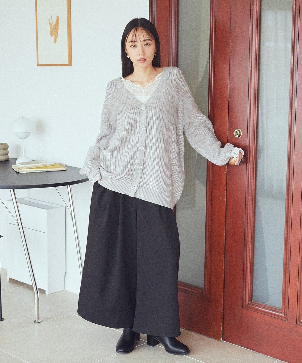 earth music&ecology チュールフリルカーディガン 