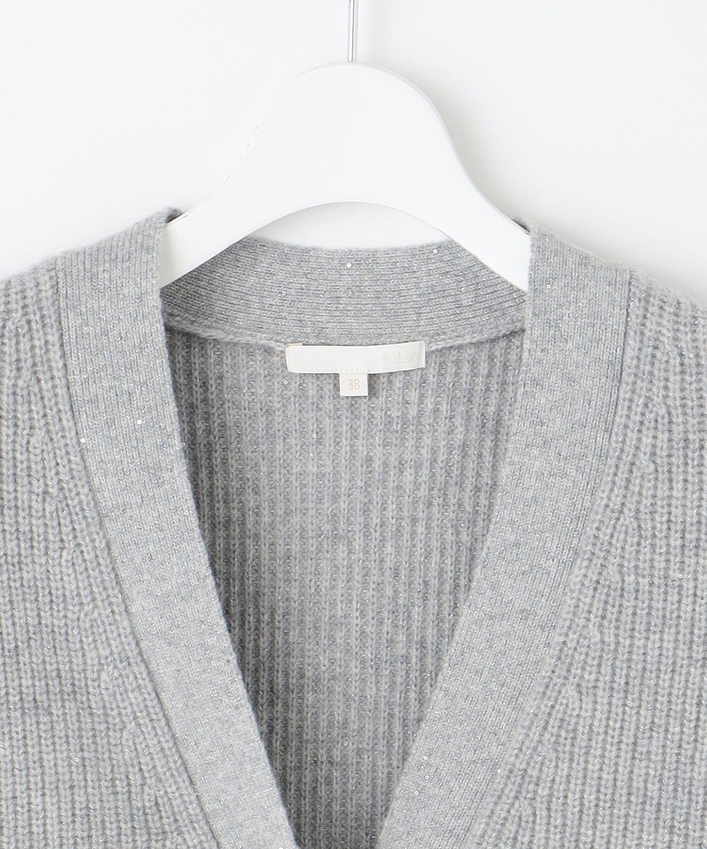 自由区 【洗える】ウールカシミヤブレンドラメスパンコールニット カーディガン 