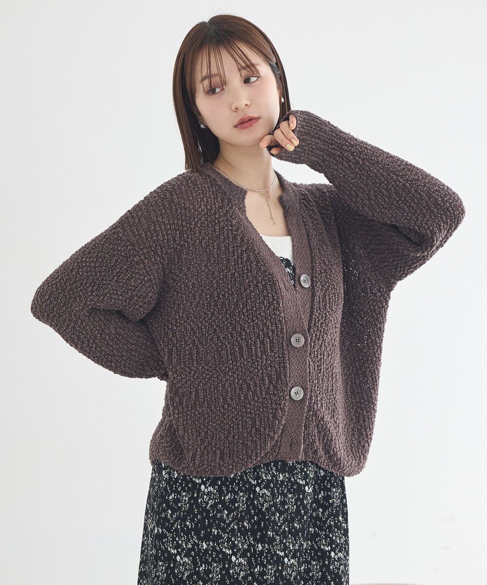 earth music&ecology 【予約】ぽんぽんスキッパーカーディガン 