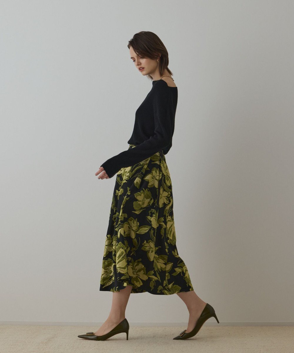 GRACE CONTINENTAL ラメフラワージャガードスカート 