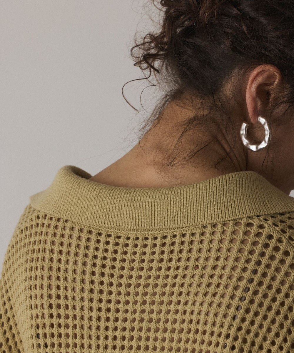 GRACE CONTINENTAL メッシュVネックニットトップ 