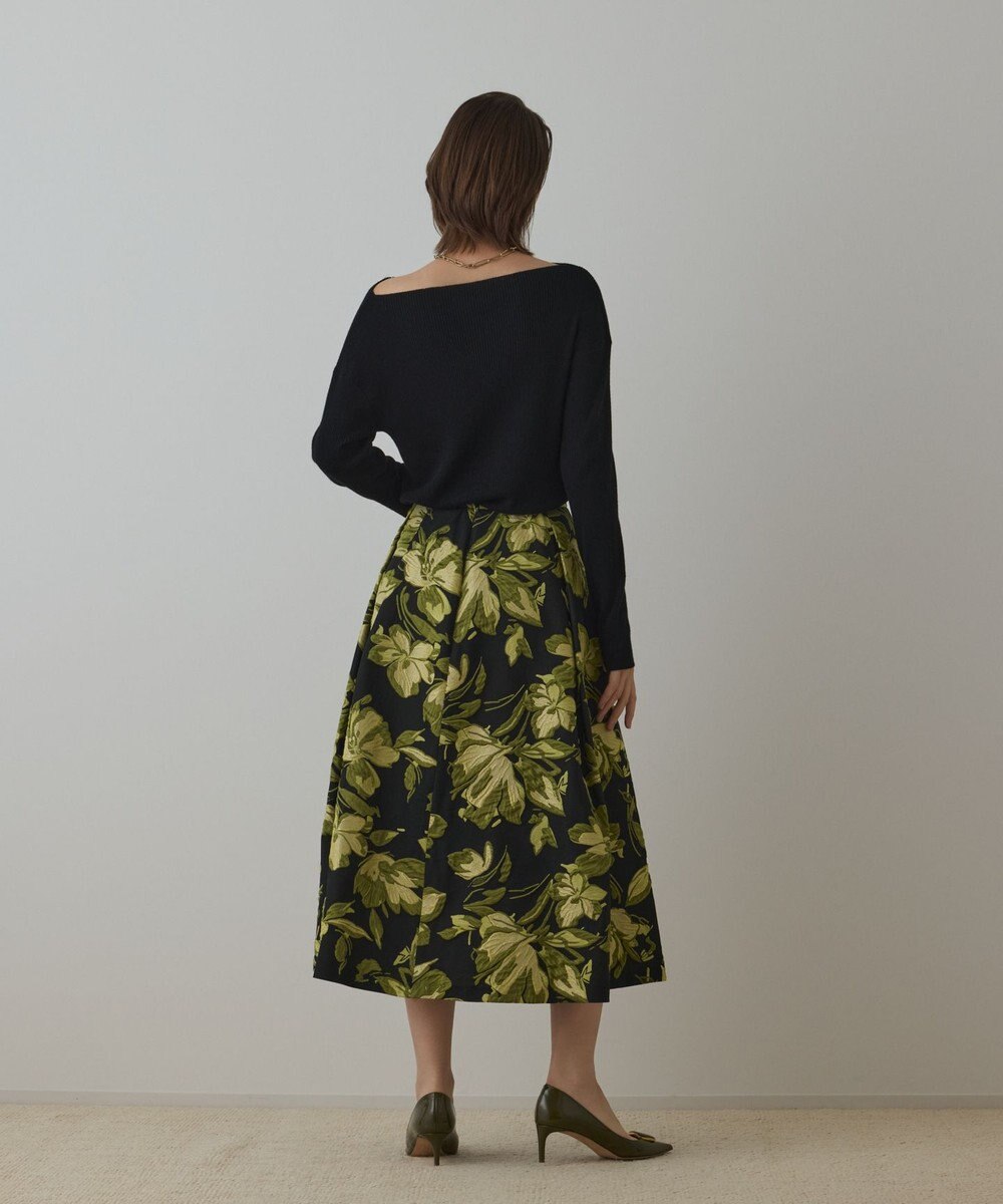 GRACE CONTINENTAL ラメフラワージャガードスカート 