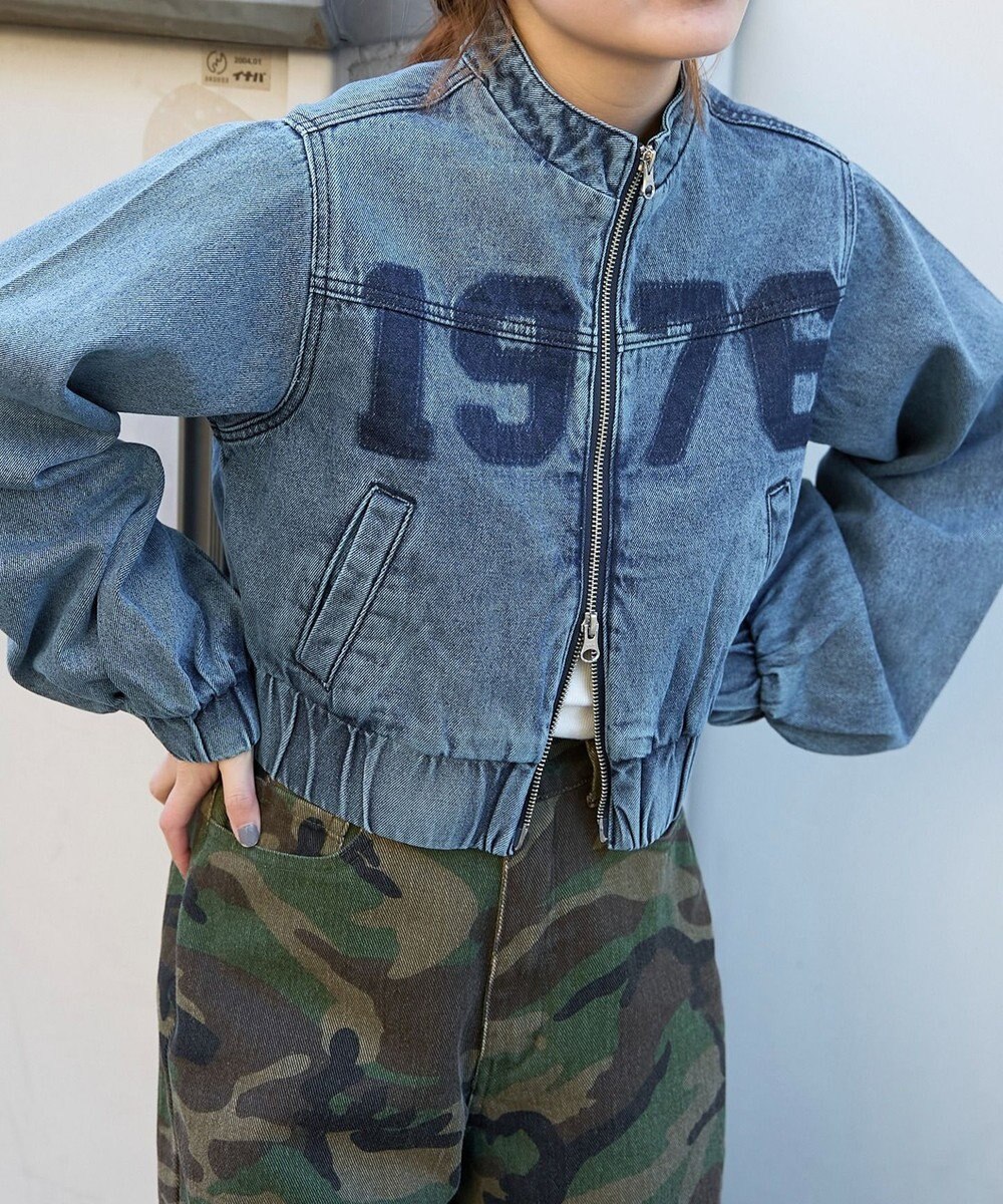 WEGO デニムショートバイカーブルゾン 