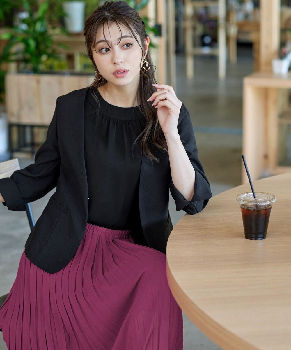 Tiaclasse L 【洗える/ウエストゴム】 ジョーゼットプリーツスカート 