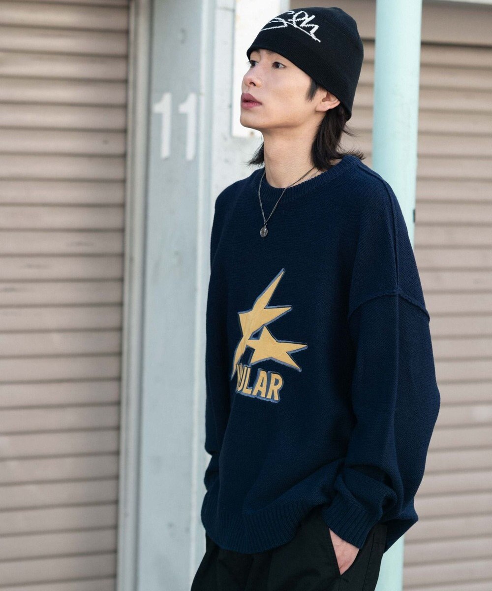 WEGO サテンワッペンニットプルオーバー 