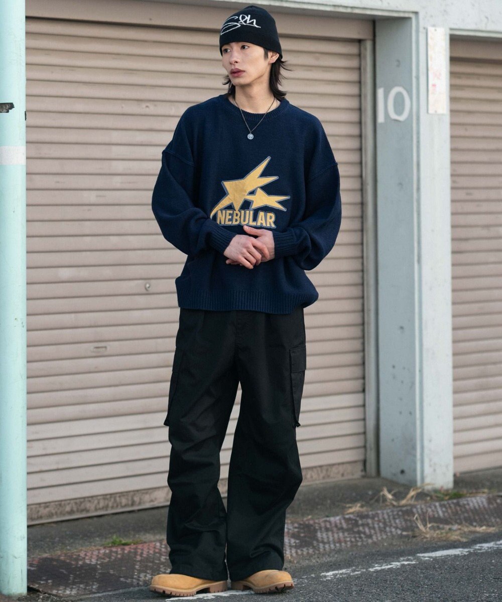 WEGO サテンワッペンニットプルオーバー 