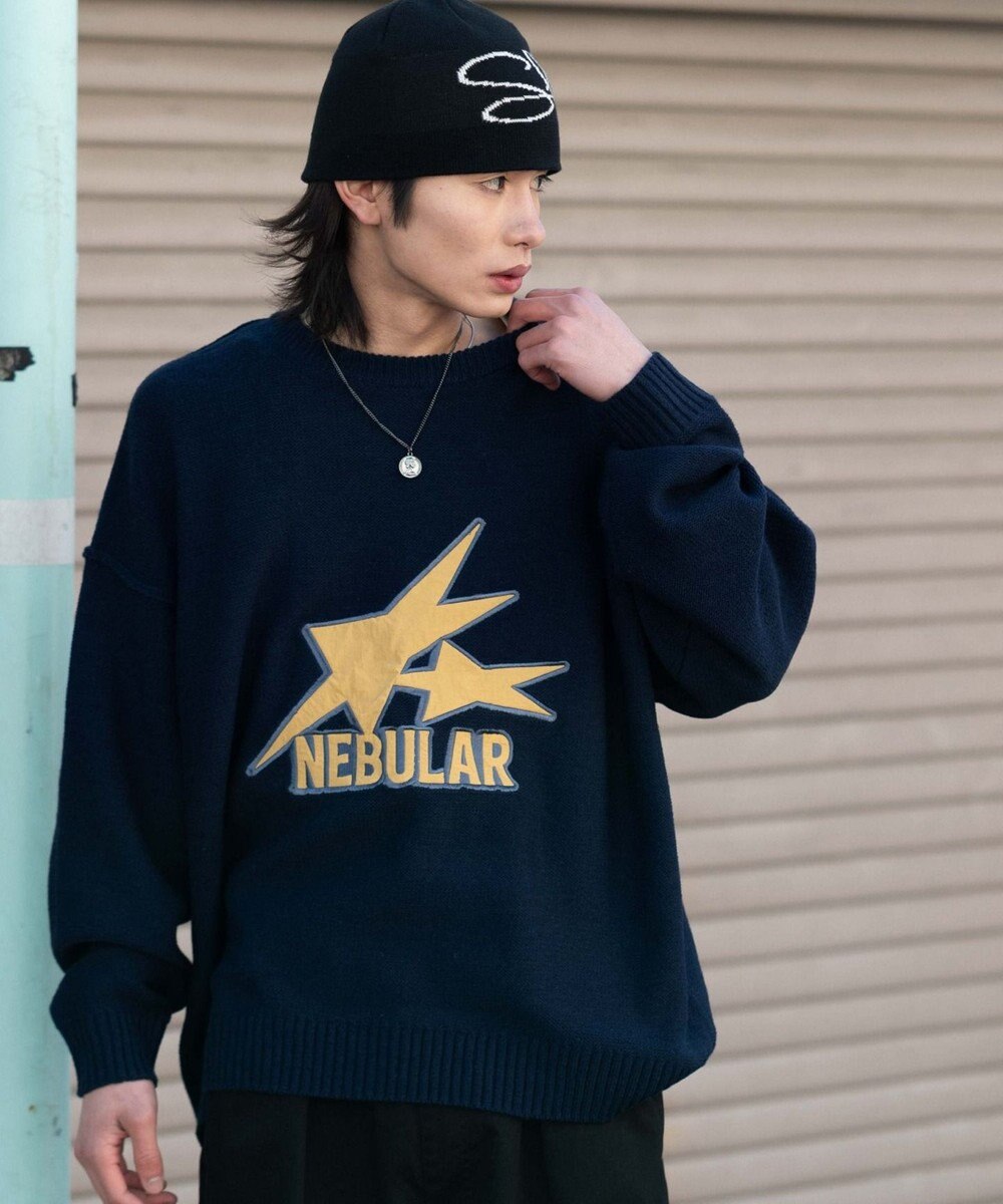 WEGO サテンワッペンニットプルオーバー 