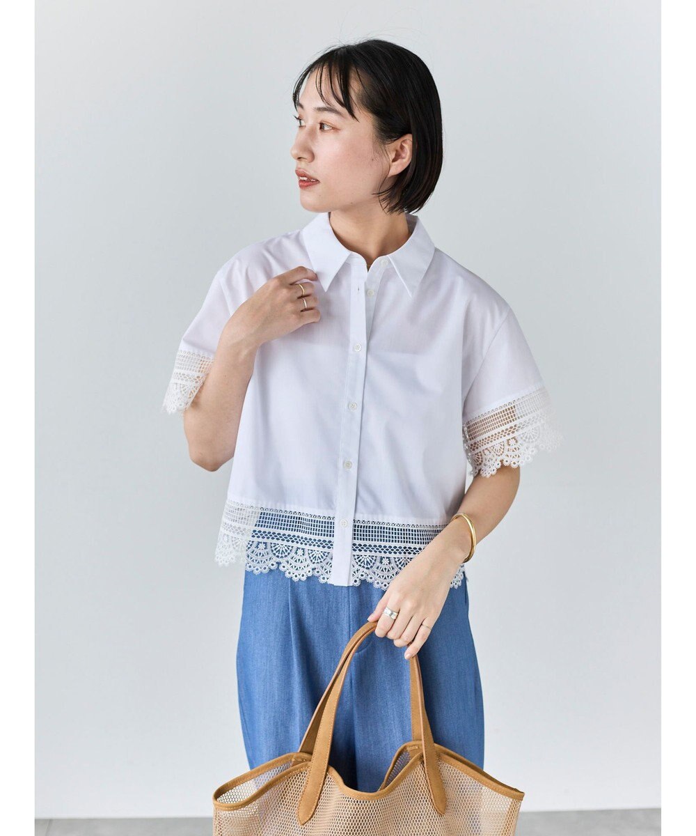 Te chichi レースヘムクロップトシャツ 