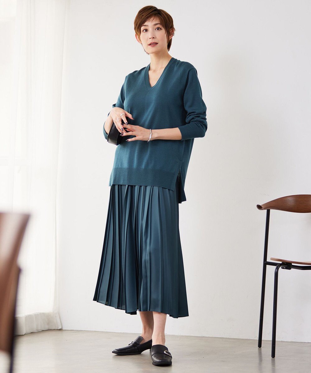 ICB 【洗える】レザーライクプリーツ スカート 