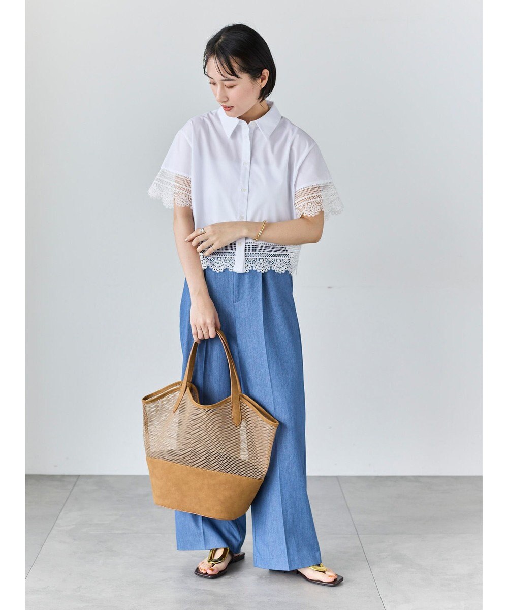 Te chichi レースヘムクロップトシャツ 