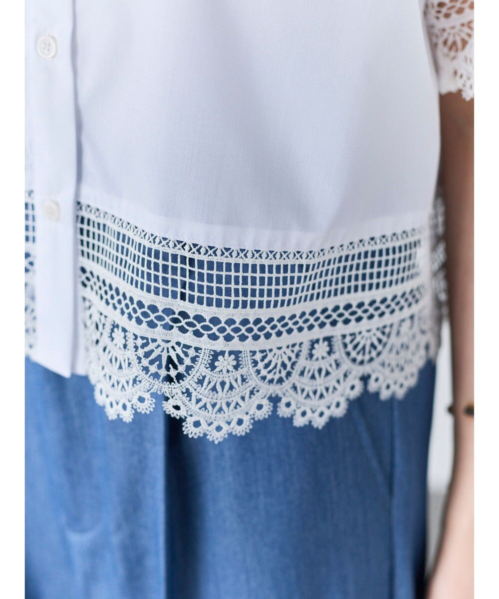 Te chichi レースヘムクロップトシャツ 