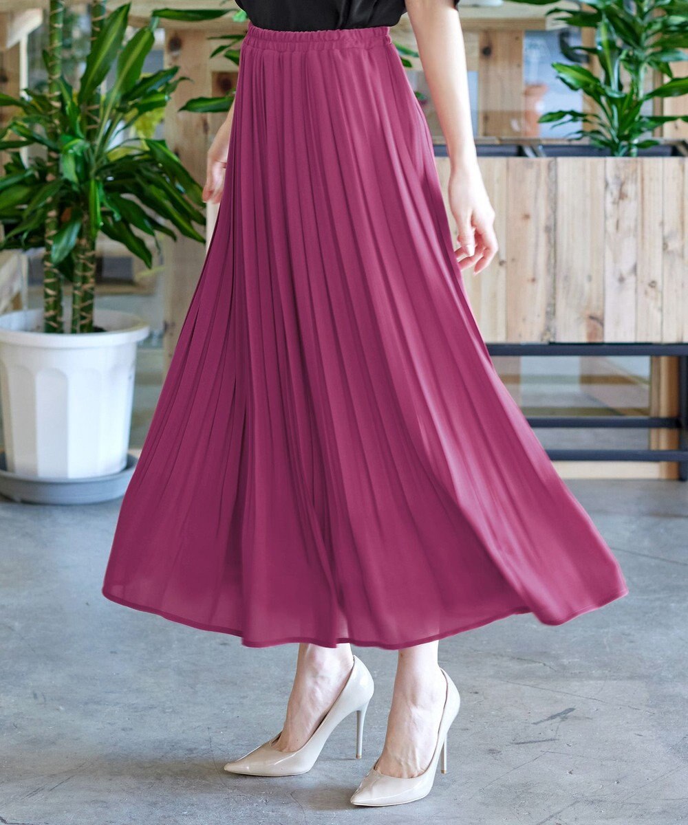 Tiaclasse L 【洗える/ウエストゴム】 ジョーゼットプリーツスカート 