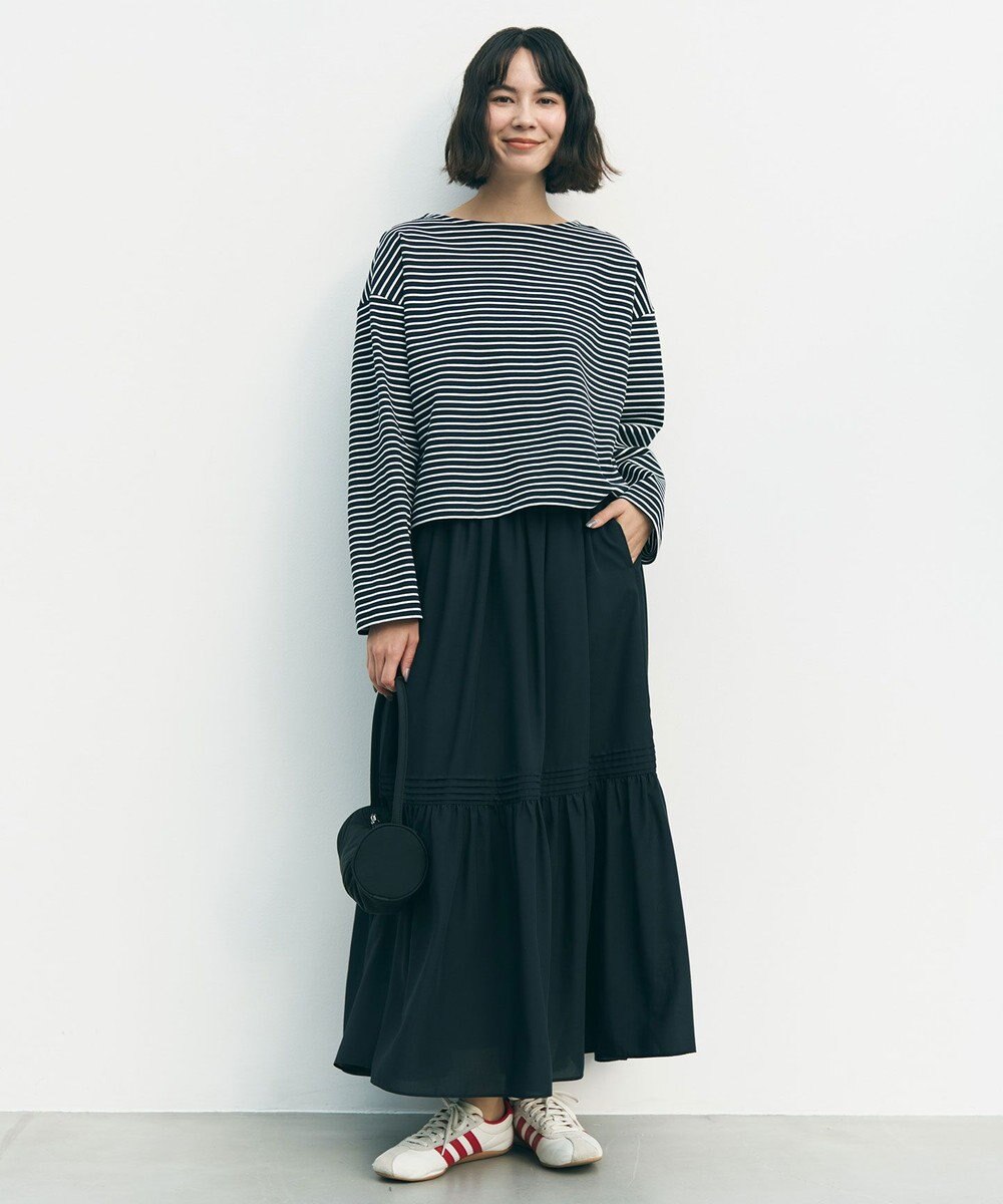 UNFILO ドライタッチリブ バックZIP ボーダートップス 