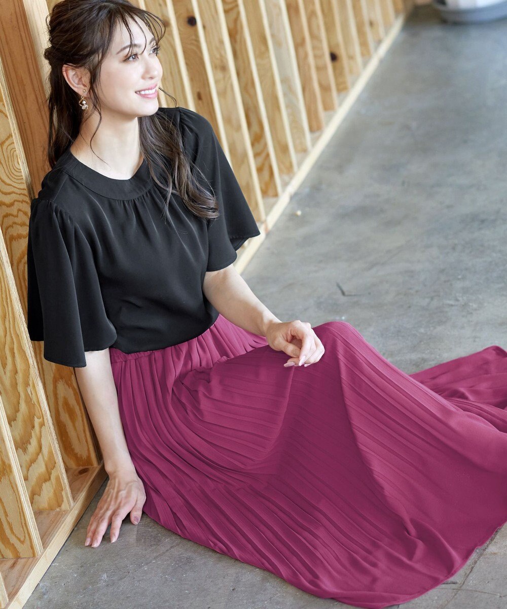 Tiaclasse L 【洗える/ウエストゴム】 ジョーゼットプリーツスカート 