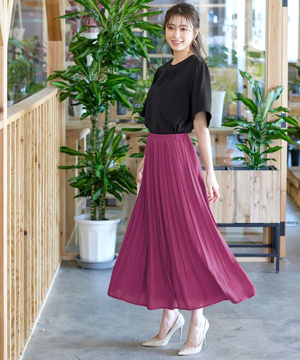Tiaclasse L 【洗える/ウエストゴム】 ジョーゼットプリーツスカート 