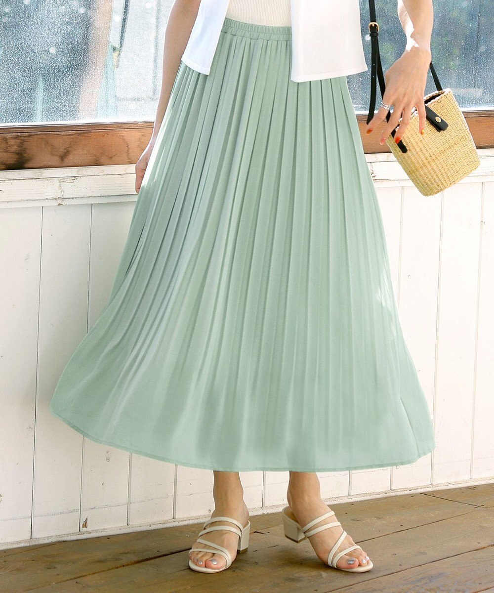 Tiaclasse L 【洗える/ウエストゴム】 ジョーゼットプリーツスカート 