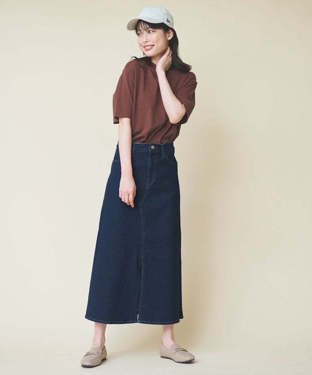 ANY 【洗濯機可能/ストレッチ】フロントスリットデニムスカート 