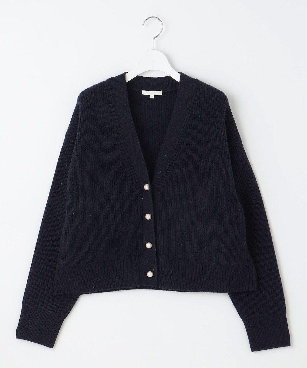 自由区 【洗える】ウールカシミヤブレンドラメスパンコールニット カーディガン 