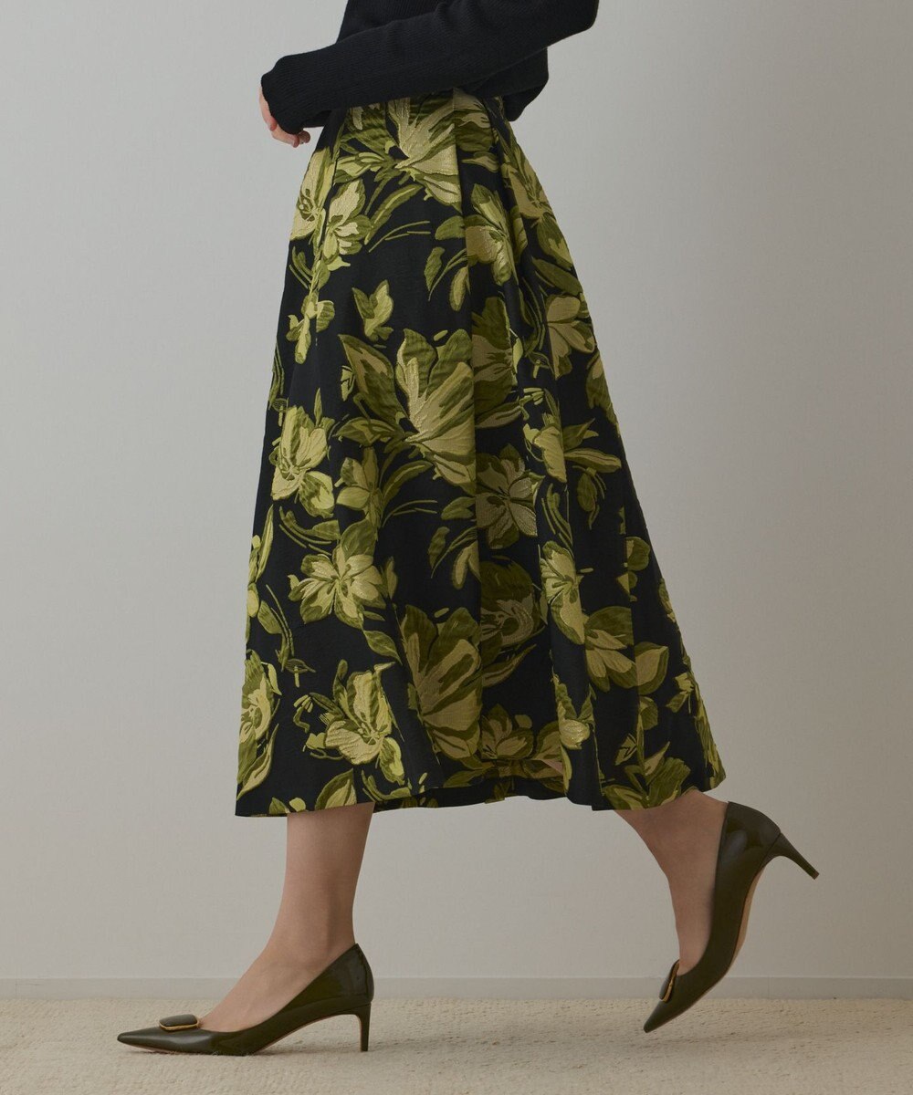 GRACE CONTINENTAL ラメフラワージャガードスカート 