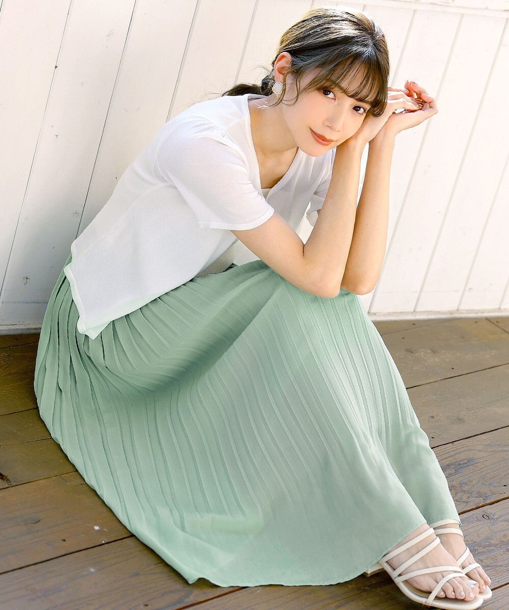 Tiaclasse L 【洗える/ウエストゴム】 ジョーゼットプリーツスカート 