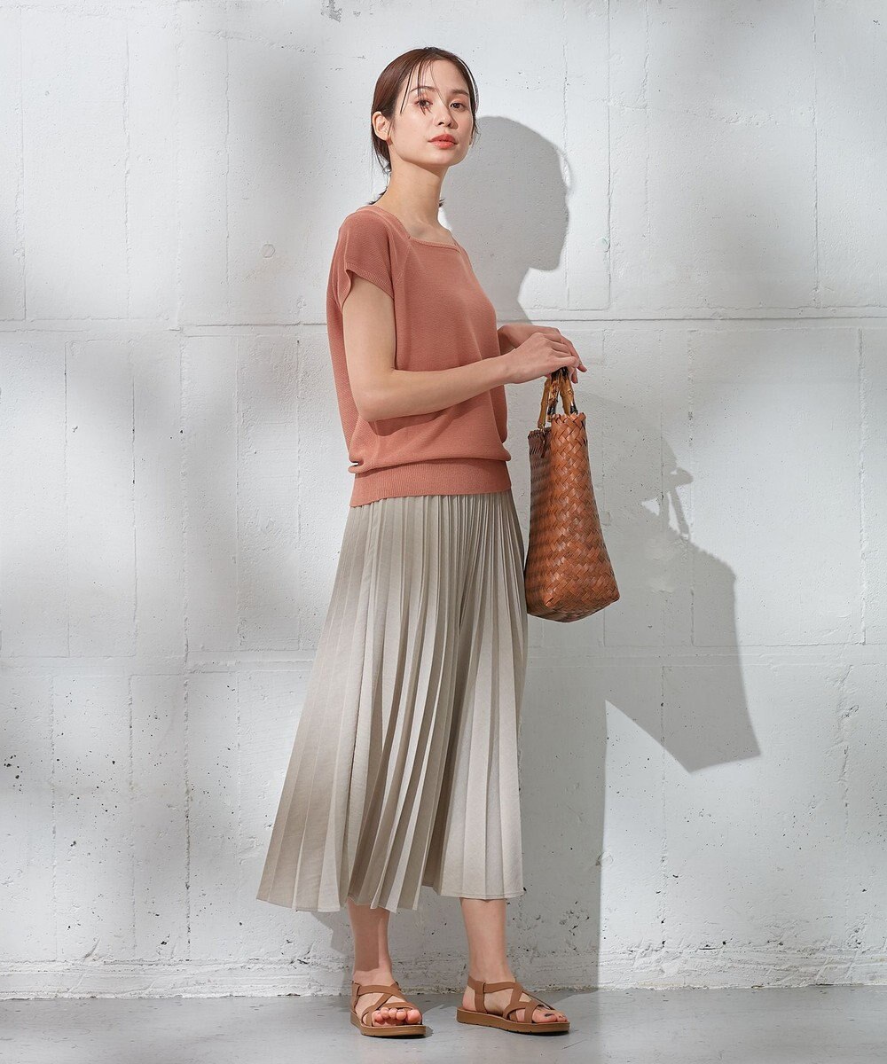 ANY 【ウエストゴム】リネンライクエアーヴィンテージ プリーツスカート 