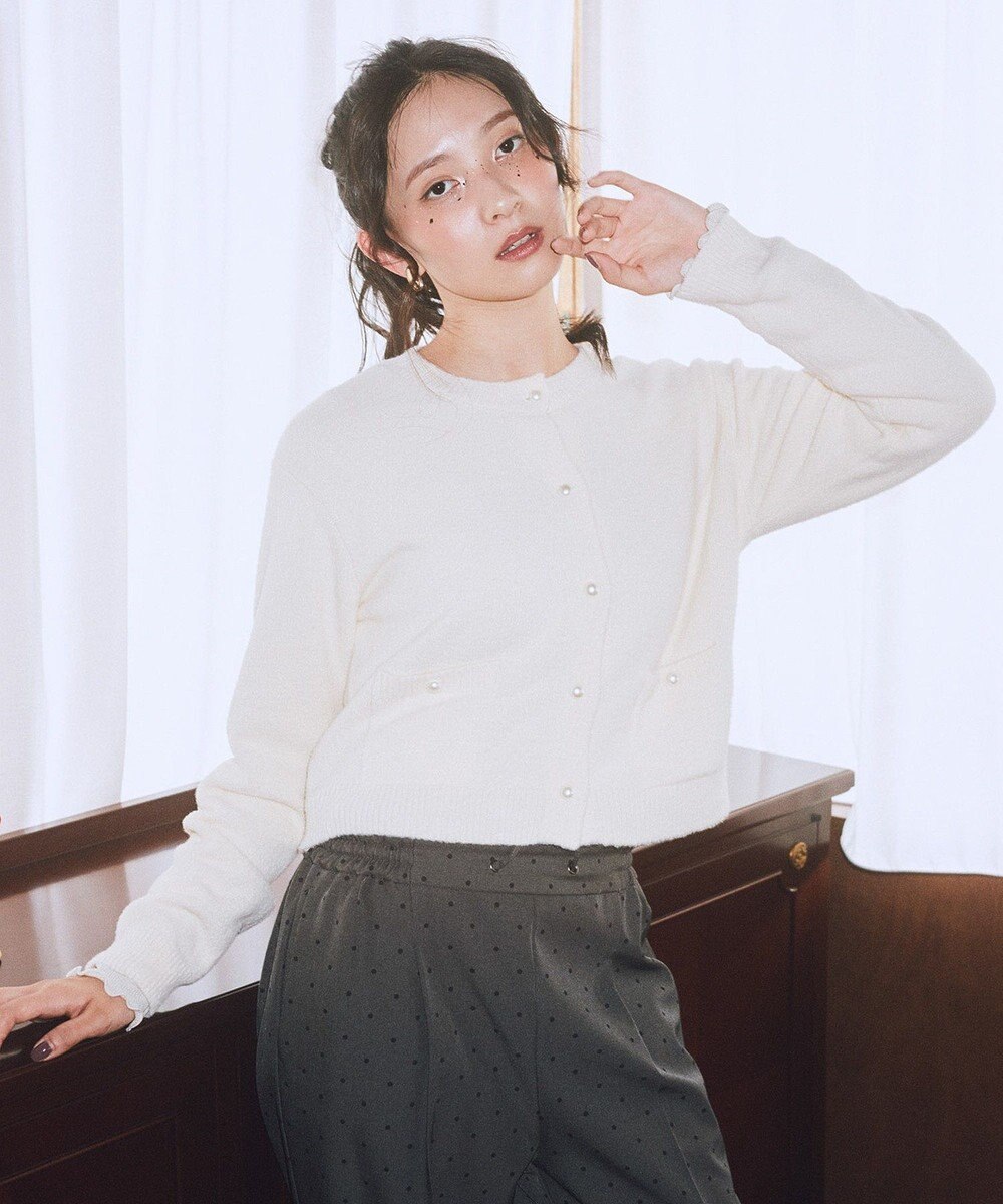 earth music&ecology 【イージーケア】パウダーシャギークルーネックカーディガン 