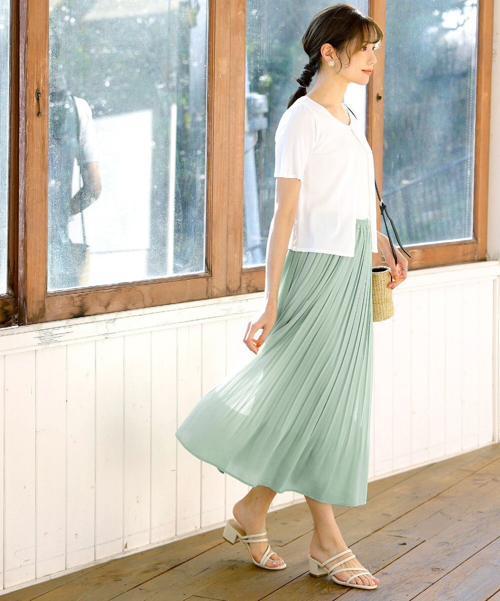 Tiaclasse L 【洗える/ウエストゴム】 ジョーゼットプリーツスカート 