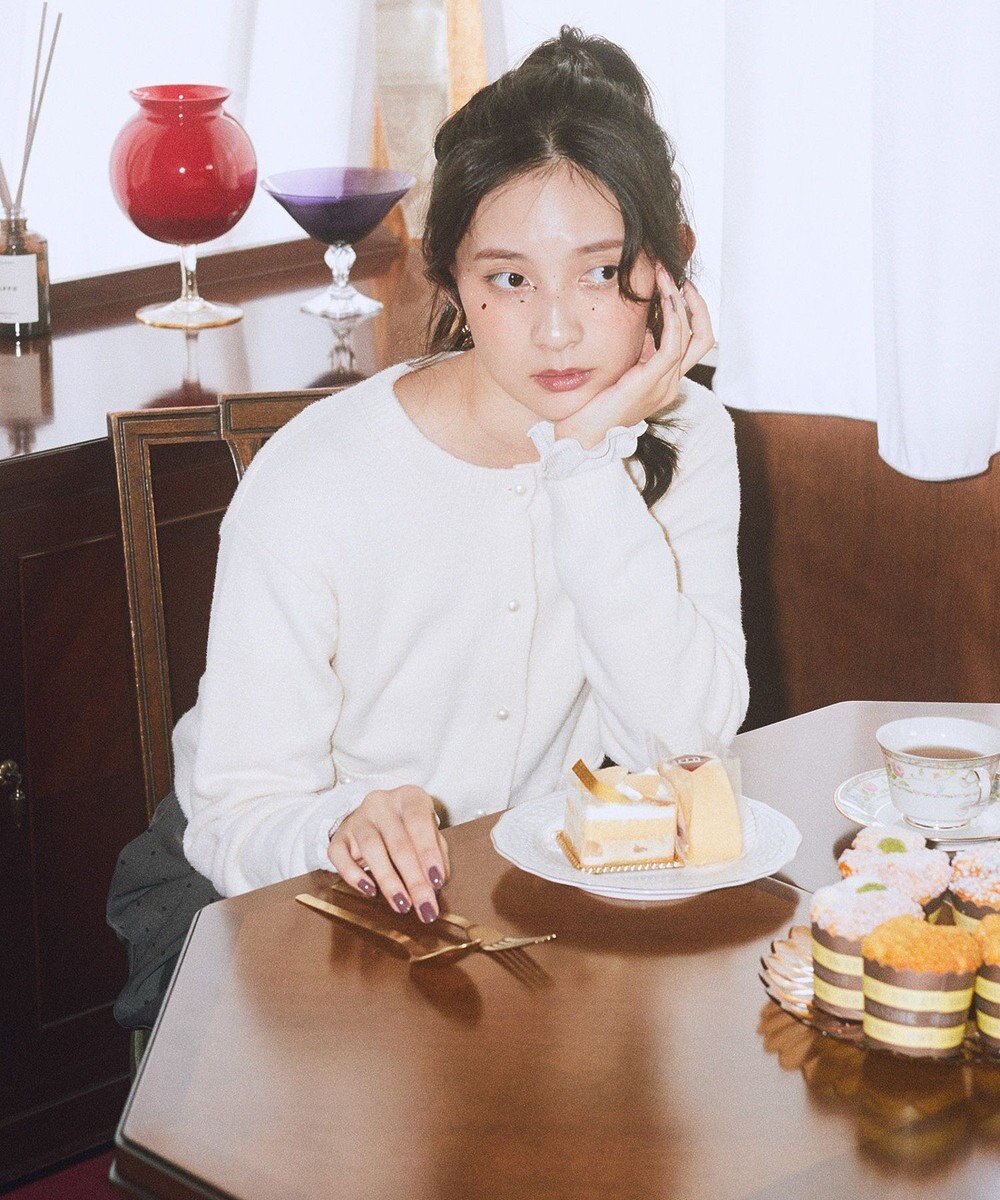 earth music&ecology 【イージーケア】パウダーシャギークルーネックカーディガン 