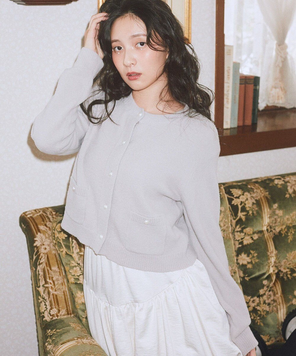 earth music&ecology 【イージーケア】パウダーシャギークルーネックカーディガン 