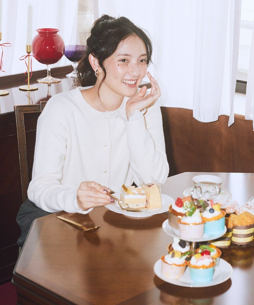 earth music&ecology 【イージーケア】パウダーシャギークルーネックカーディガン 