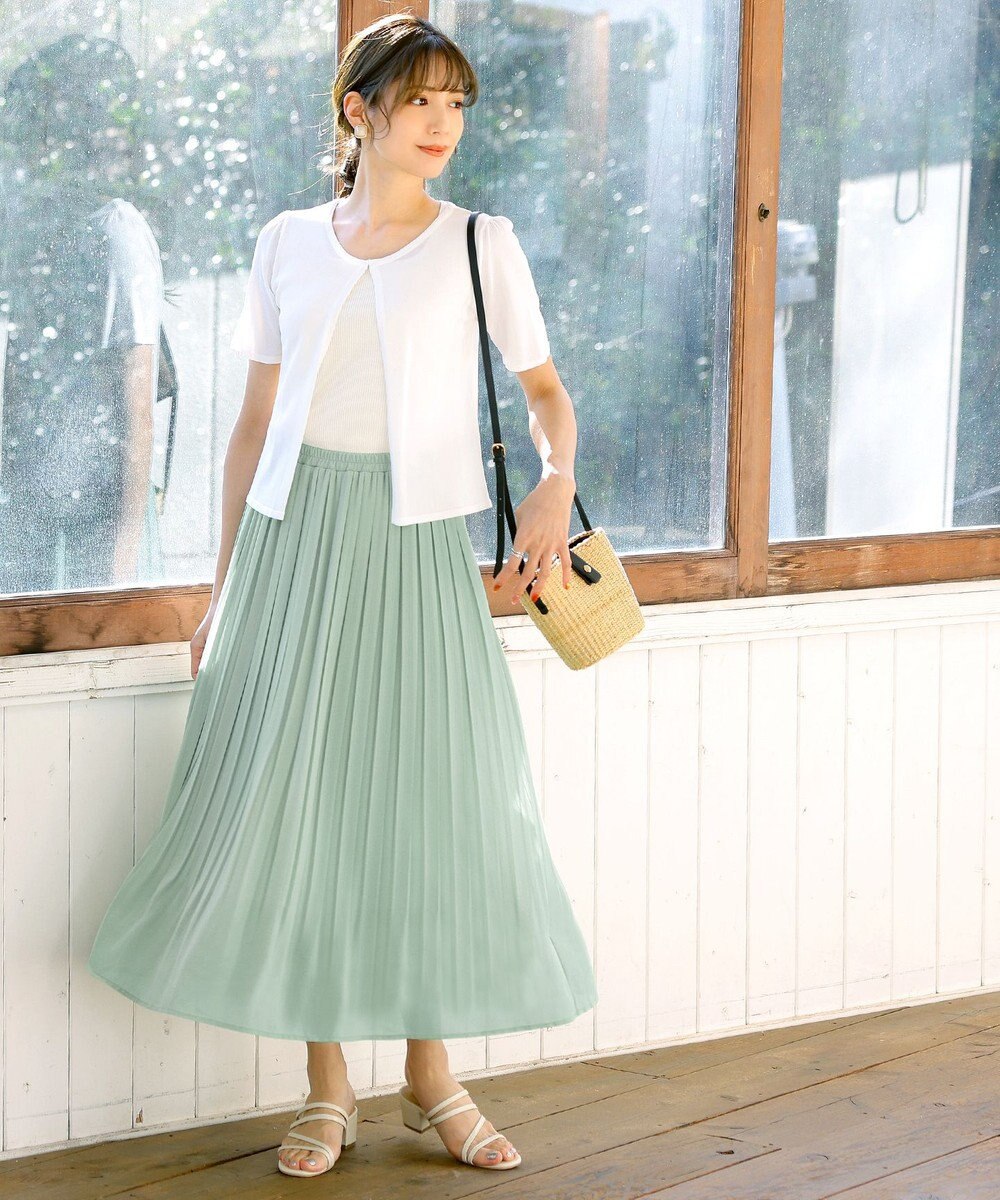 Tiaclasse L 【洗える/ウエストゴム】 ジョーゼットプリーツスカート 