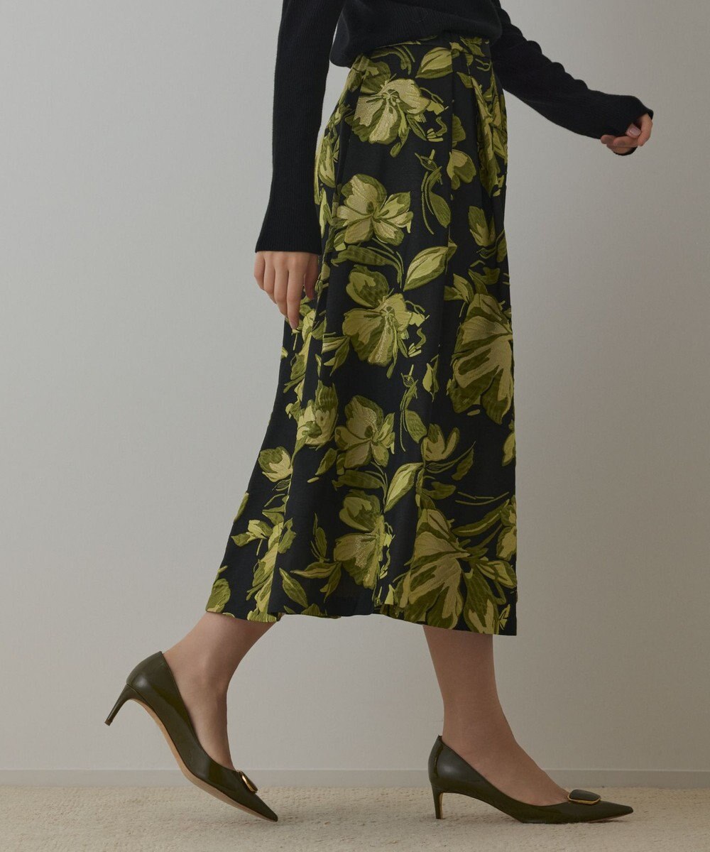 GRACE CONTINENTAL ラメフラワージャガードスカート 