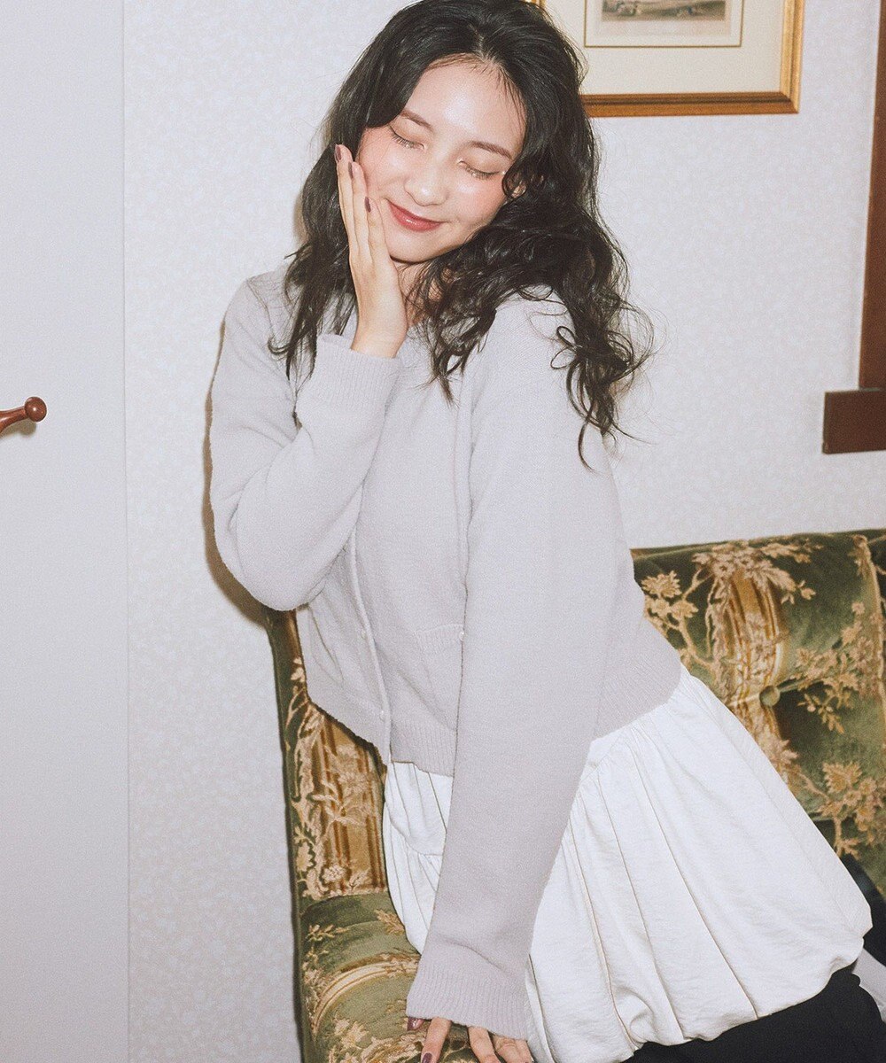 earth music&ecology 【イージーケア】パウダーシャギークルーネックカーディガン 