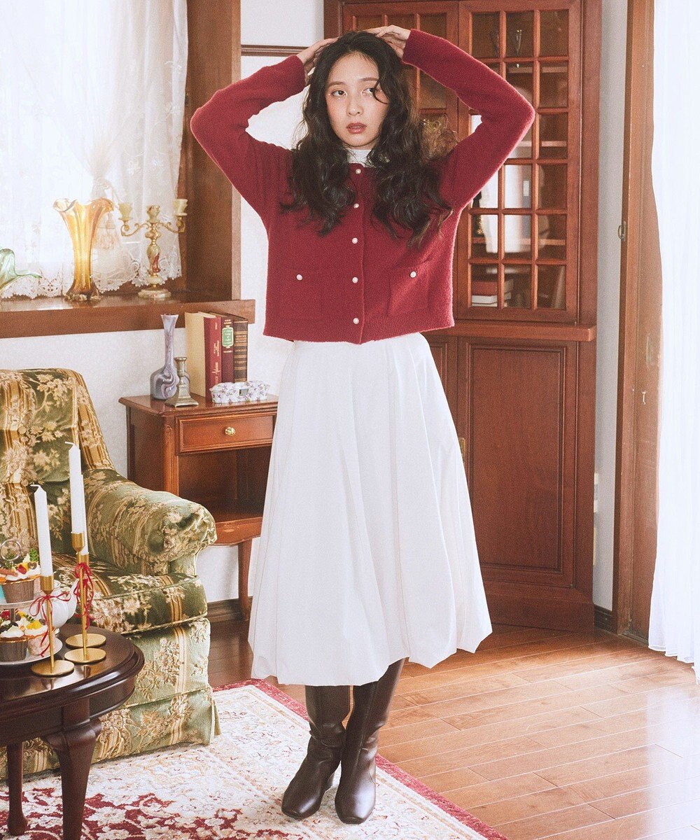 earth music&ecology 【イージーケア】パウダーシャギークルーネックカーディガン 