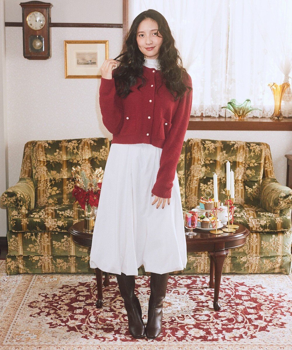 earth music&ecology 【イージーケア】パウダーシャギークルーネックカーディガン 