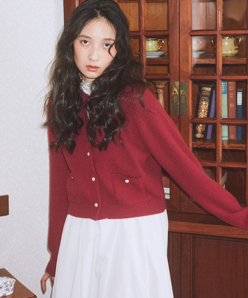 earth music&ecology 【イージーケア】パウダーシャギークルーネックカーディガン 