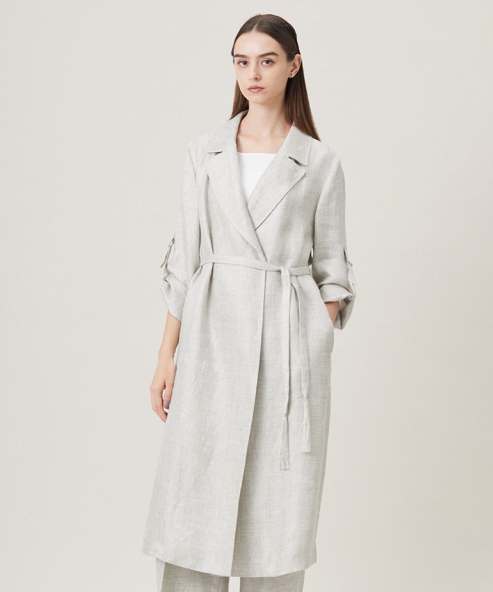 ICB L 【日本製】トリアセリネンシャイニーツイル ロングジャケット 