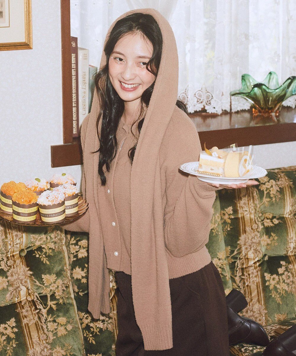 earth music&ecology 【イージーケア】パウダーシャギークルーネックカーディガン 