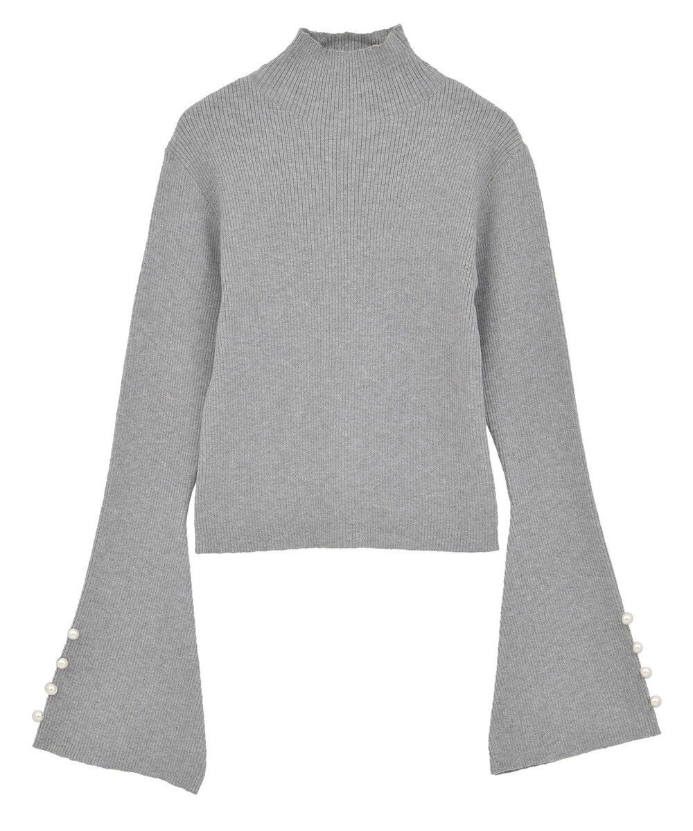 Green Parks ・ｓｗｉｎｇ　ｂｙ　袖パールボタンフレアリブニット 