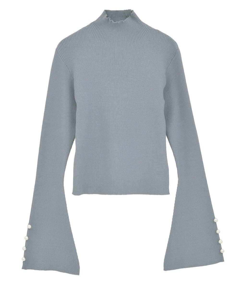 Green Parks ・ｓｗｉｎｇ　ｂｙ　袖パールボタンフレアリブニット 