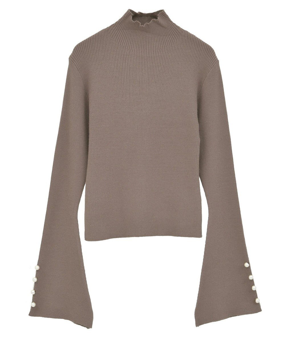 Green Parks ・ｓｗｉｎｇ　ｂｙ　袖パールボタンフレアリブニット 