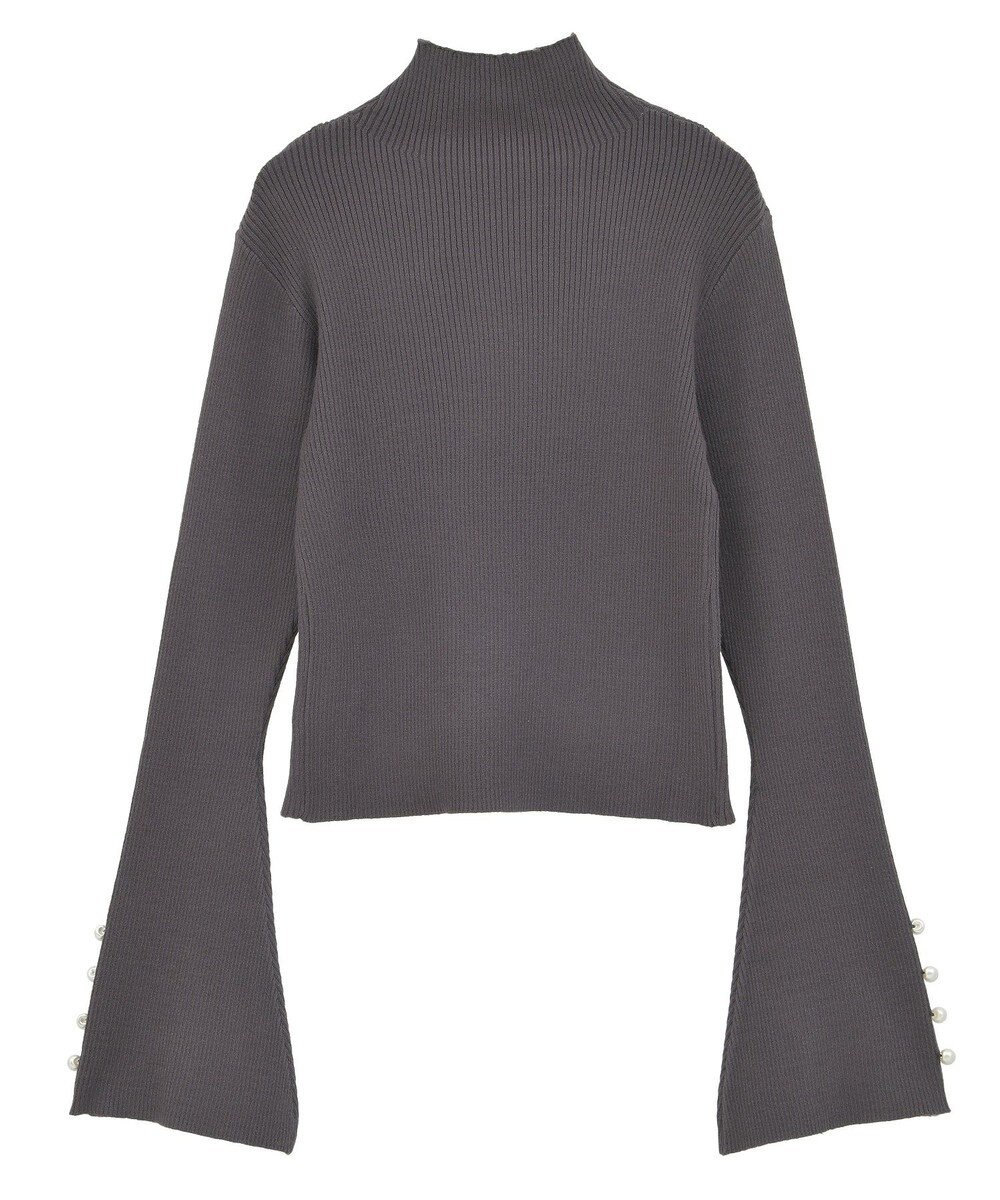 Green Parks ・ｓｗｉｎｇ　ｂｙ　袖パールボタンフレアリブニット 