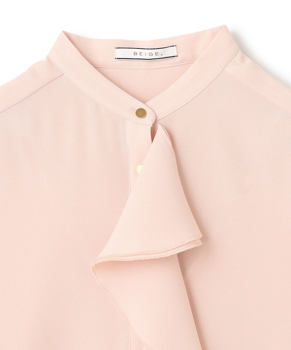 BEIGE， 【洗える】STOW / バンドカラーフリルブラウス 