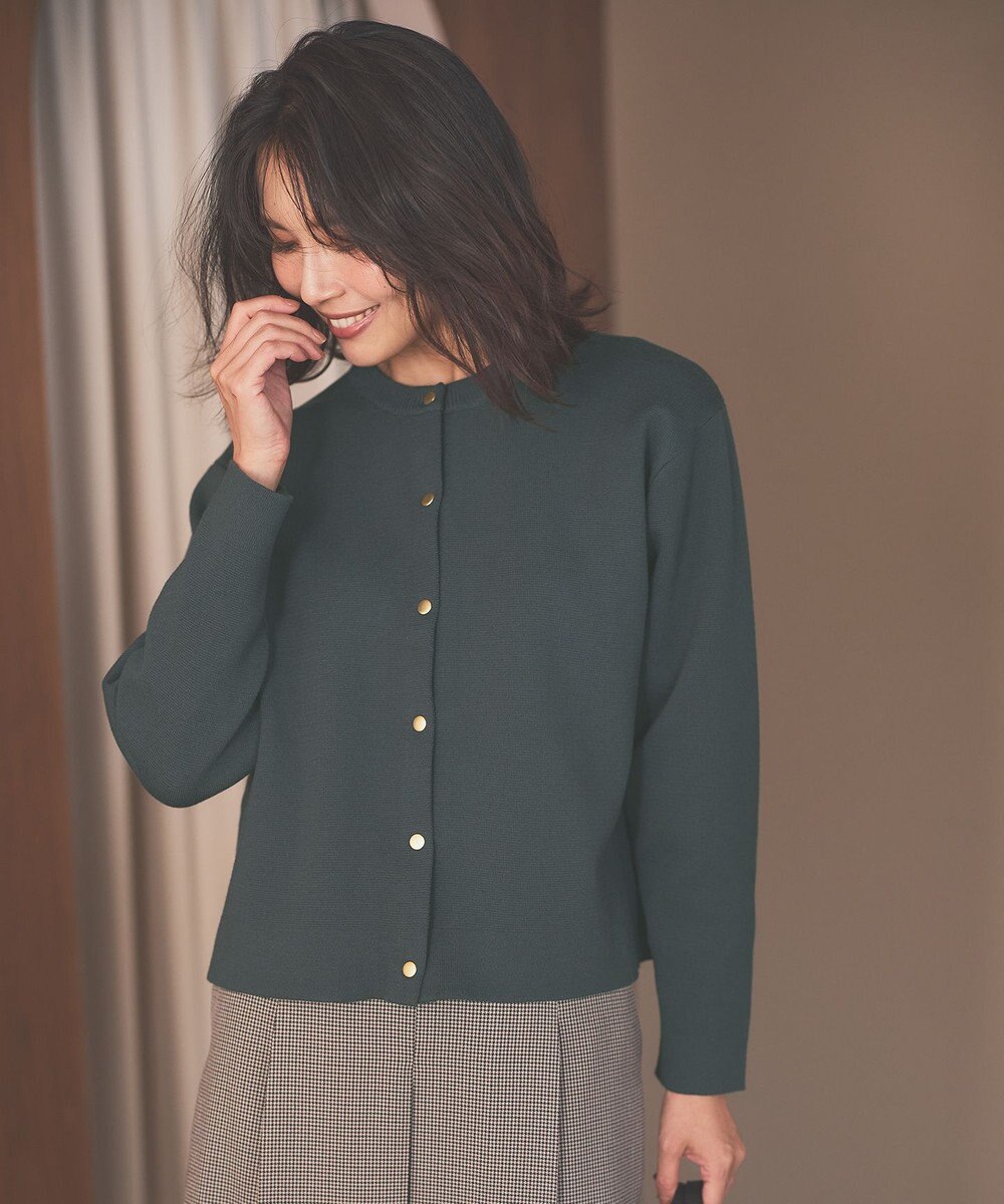 ANY 【UVカット・洗濯機可】クロップド丈スナップカーディガン 