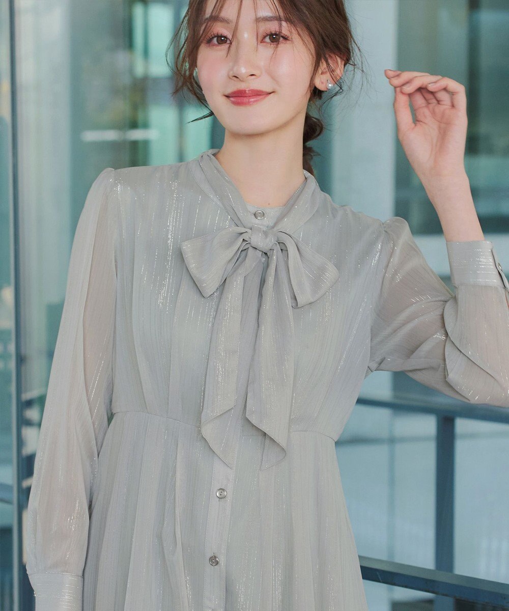 Tiaclasse L 【2WAY取り外しリボン付き】リボンタイラメシフォンワンピース 