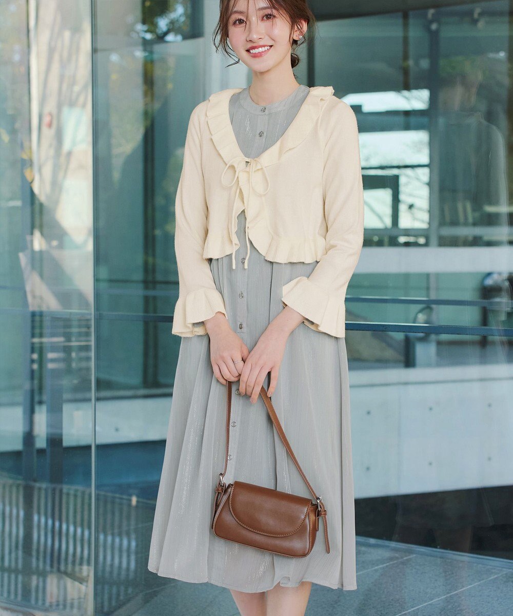 Tiaclasse L 【2WAY取り外しリボン付き】リボンタイラメシフォンワンピース 