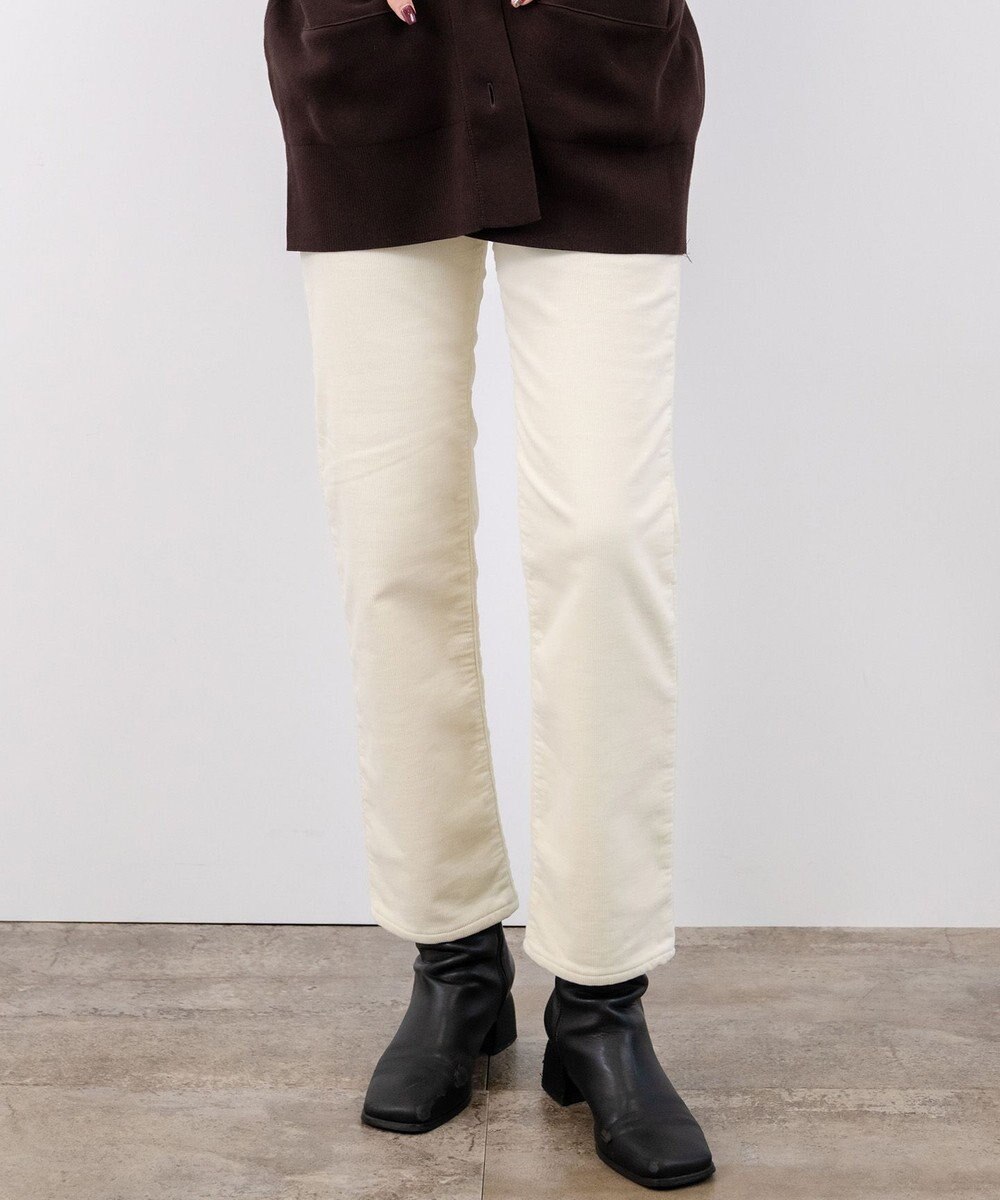 caqu レギュラーストレート 裏起毛コーデュロイパンツ 