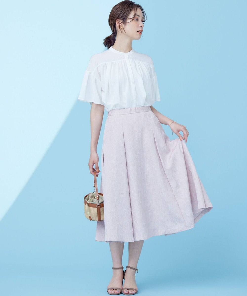 組曲 S 【WEB限定】エアリーフラワージャガード フレアスカート 